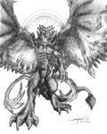  2008 anthro claws dragon feathered_wings feathers glowing halo hi_res horn magic_user male poisonmaster scalie solo spikes wings 