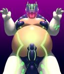  absurd_res belly corruption dragon genitals grove_(game) harness hi_res humanoid_genitalia humanoid_penis intersex looking_pleasured male overweight penis redremy(character) redremy7 solo 