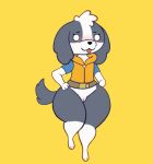  anthro blush bottom_heavy bottomless canid canine canis clothed clothing dogs_in_space domestic_dog female genitals huge_thighs mammal netflix nomi_(dogs_in_space) partially_clothed pussy semi-anthro shih_tzu short_stack sssoulseal tail thick_thighs tongue tongue_out topwear toy_dog wide_hips 