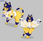  absurd_res animal_crossing ankha_(animal_crossing) big_breasts bodily_fluids breasts domestic_cat felid feline felis hi_res huge_breasts mammal milk nintendo solo sweat thetyrant 