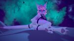  absurd_res anthro blue_eyes blue_penis dragon genitals gynomorph hair harness hi_res intersex kmvk9757 nardoragon penis pink_body pink_hair solo vrchat 