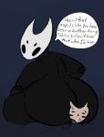  anthro arachnid arthropod big_butt black_body blue_background bodily_fluids butt dialogue duo exoskeleton facesitting female head_turned hi_res hollow_knight hornet_(hollow_knight) huge_butt insect male male/female nauiho primal_aspid rear_view simple_background sitting_on_another speech_bubble spider squirming struggling sweat sweatdrop team_cherry white_head 