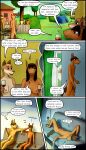  absurd_res anthro breasts canid canine canis casual_erection casual_nudity cheetah comic confusedraven dialogue domestic_dog embarrassed equid equine erection father_(lore) felid feline female group hi_res horse male mammal morning_wood mother_(lore) nude nudist parent_(lore) son_(lore) teenager young 