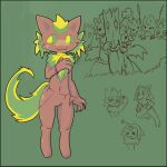  absurd_res anthro brown_body demon3sigma elemental_creature female flora_fauna fur green_background green_body green_eyes green_fur group hi_res male monster plant silenced_(video_game) simple_background sketch treant tree wood 