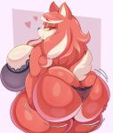  &lt;3 absurd_res anthro big_breasts bra breasts canid canine clothing female fur hi_res holding_butt huge_breasts illustratorfake mammal panties red_body red_fur solo thick_thighs underwear 
