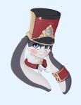  ambiguous_gender anthro blue_eyes blush clothing conductor digital_media_(artwork) hat headgear headwear hi_res honkai_(series) honkai_star_rail lagomorph leporid long_ears looking_at_viewer mammal multicolored_body pom-pom_(honkai_star_rail) portrait rabbit solo tanatos_(artist) topwear two_tone_body 