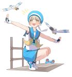  1boy anchor_ornament black_gloves blonde_hair blue_collar blue_footwear blue_headwear blue_sailor_collar blue_shorts blush collar crossdressing fence fingerless_gloves gloves hat male_focus marill mubo open_mouth original otoko_no_ko outstretched_hand pokemon pokemon_(creature) ribbon sailor_collar sailor_hat school_uniform serafuku shirt shorts sitting sleeveless smile white_background white_shirt wingull wooden_fence wooden_floor wrist_cuffs yellow_eyes yellow_ribbon 