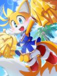  3:4 anthro bottomwear canid canine cheerleader clothed clothing crossdressing fox high_socks male mammal miles_prower misuta710 pom_poms sega skirt solo sonic_the_hedgehog_(series) 