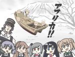  :3 arare_(kancolle) arare_kai_ni_(kancolle) arashio_(kancolle) arashio_kai_ni_(kancolle) asashio_(kancolle) asashio_kai_ni_(kancolle) black_hair blue_eyes brown_eyes brown_hair chibi combat_helmet commentary_request daihatsu_(landing_craft) dress fairy_(kancolle) fallschirmhelm ferret-san grey_hair helmet kantai_collection kasumi_(kancolle) kasumi_kai_ni_(kancolle) landing_craft light_brown_hair long_hair michishio_(kancolle) michishio_kai_ni_(kancolle) military_vehicle motor_vehicle ooshio_(kancolle) ooshio_kai_ni_(kancolle) panzerfaust panzerkampfwagen_iii parody pinafore_dress ship shirt side_ponytail sleeveless sleeveless_dress stahlhelm tank translation_request twintails upper_body watercraft white_shirt 