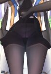  1girl ass_visible_through_thighs black_pantyhose black_skirt close-up clothes_lift highres honkai:_star_rail honkai_(series) lifted_by_self lower_body nyaxxy pantyhose pelageya_sergeyevna skirt skirt_lift solo 