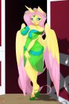  2:3 anthro clothing equid equine fan_character female hi_res horn looking_at_viewer mammal miniferu princess_fluttershy winged_unicorn wings 