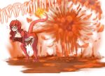  absurd_res anthro charmeleon diarrhea fart feces female floofykinkumiho generation_1_pokemon hair hi_res nintendo pokemon pokemon_(species) red_body red_hair red_skin scat solo sound_effects tail 