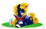  equid equine fan_character hasbro horn magid male mammal miniferu my_little_pony reading simple_background solo winged_unicorn wings 