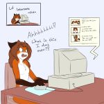  anthro basitin blue_eyes brown_hair canid canine computer computer_mouse computer_screen duo female fox fur gloves_(marking) hair hi_res keidran keith_keiser laura_(twokinds) male male/female mammal markings orange_body orange_fur solo twokinds webcomic white_body white_fur wolfie-pawz 