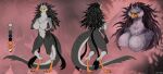  2022 4_toes 5_fingers accipitriform anthro avian beak big_breasts big_tail biped bird black_body black_claws black_feathers black_sclera breasts claws color_swatch feather_hair feathers featureless_breasts featureless_crotch feet female female_(lore) fingers fluffy front_view grey_body grey_feathers hela_(fluffythunderbird) hi_res huge_breasts huge_tail model_sheet neck_tuft non-mammal_breasts nude orange_feet orange_talons pea2 pink_background pseudo_hair rear_view secretary_bird simple_background solo tail tall toes tuft yellow_beak 