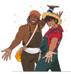  inaki_godoy jacob_romero_gibson male_focus monkey_d._luffy moosopp one_piece one_piece_(live_action) overalls red_shirt shirt usopp 