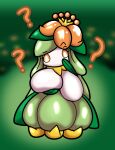  anthro big_breasts breast_squish breasts elemental_creature featureless_breasts female flora_fauna generation_5_pokemon hi_res huge_breasts lilligant nintendo plant pokemon pokemon_(species) question_mark short_stack solo someth1ngoranother squish 