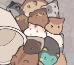  ambiguous_gender black_body black_fur brown_body brown_fur bucket container cricetid feral fur grey_body grey_fur group hamster hi_res mammal red_eyes rodent tan_body tan_fur white_body white_fur yakkotsuki 