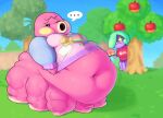  animal_crossing anthro belly belly_jiggle big_belly bodily_fluids cephalopod chubby_cheeks clothing clothing_pull coleoid deep_navel detailed_background exposed_belly female hi_res jiggling marina_(animal_crossing) marine mollusk morbidly_obese morbidly_obese_female mysterydad navel nintendo obese obese_female octopodiform octopus overweight overweight_female pantsless speech_bubble sweat sweatdrop tentacles tight_clothing 