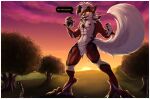  anthro biped canid canine claws countershade_face countershade_torso countershading english_text generation_6_pokemon generation_7_pokemon group hi_res human jazzaaro lycanroc macro male mammal midnight_lycanroc nintendo noivern plant pokemon pokemon_(species) size_difference tail text tree trio 