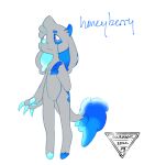  anthro blue_body blue_fur bovid caprine claws demon felid floppy_ears fur grey_body grey_fur heterochromia honeyberry hooves horn hybrid lion low_res male mammal pantherine pawpads solo sourmagic tail tail_tuft tuft 