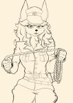  absurd_res anthro armband belt belt_buckle black_nose bottomwear breasts button_(fastener) canid canine caninu canis clothing cyberconnect2 dobermann domestic_dog eyelashes female flam_kish fuga:_melodies_of_steel hair hat headgear headwear hi_res holster jacket line_art little_tail_bronx long_eyelashes long_hair looking_at_viewer lower_lip mammal medium_breasts military military_cap military_hat military_pants military_uniform monochrome neck_tuft neutral_expression officer pants peaked_cap pinscher pockets portrait prick_ears rayven01 rope simple_background solo three-quarter_portrait topwear tuft uniform wavy_hair whip 