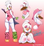  absurd_res anthro avian big_breasts bird bodily_fluids breast_play breasts clothed clothing ctankomega cum cum_on_breasts duo fellatio female five_nights_at_freddy&#039;s five_nights_at_freddy&#039;s:_security_breach genital_fluids glamrock_chica_(fnaf) gradient_background hi_res huge_breasts leotard male male/female multiple_poses oral penile pose scottgames sex simple_background steel_wool_studios titfuck topless undressing 