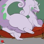  2023 anthro anus bedroom_eyes breasts broken_bed butt female generation_6_pokemon genitals goodra hi_res looking_at_viewer narrowed_eyes nintendo pokeball pokemon pokemon_(species) presenting presenting_hindquarters pussy seductive solo tagme thick_thighs vagoncho 