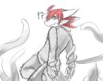  anthro clothed clothing ears_back exclamation_point glistening glistening_eyes hair kuttoyaki looking_at_viewer male partially_colored pivoted_ears question_mark red_eyes red_hair sketch solo tentacle_around_arm tentacle_around_tail tentacles topwear 