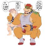  &lt;3 2023 anthro arm_hair barazoku beard biceps big_bulge big_muscles bodily_fluids body_hair bottomwear bowser bowser_day bracelet bulge chest_hair claws clenched_teeth clothed clothing collar controller dialogue duo english_text estper eyebrows facial_hair felid footwear game_controller gaming hair hi_res holding_controller holding_object horn huge_muscles jewelry koopa male male/male mammal mario_bros muscular muscular_anthro muscular_male nintendo nintendo_switch one_eye_closed open_mouth open_smile pantherine pecs playing_videogame scalie shell shirt shorts simple_background sitting smile socks solo_focus spiked_bracelet spiked_collar spiked_shell spiked_tail spikes spikes_(anatomy) sweat sweatdrop tail tank_top teeth text thick_thighs thong tiger topwear underwear white_background wink 