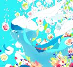  berry bubble closed_eyes flower from_side glaceon highres ice ice_cube leaf no_humans orange_flower pokemon pokemon_(creature) profile red_flower signature solo torimotoryu 