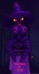  absurd_res big_breasts breasts candle cementery clothing detailed_background dragonantojos evettrox female generation_4_pokemon ghost hi_res humanoid lingerie looking_at_viewer mismagius nintendo pokemon pokemon_(species) purple_body red_eyes solo spirit tombstone yellow_eyes 