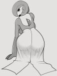  bent_over breasts butt female gardevoir generation_3_pokemon greyscale humanoid humanoid_pointy_ears looking_at_viewer looking_back monochrome nintendo not_furry pokemon pokemon_(species) simple_background solo uenositasayuu white_background 
