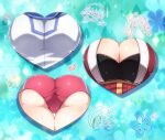  3girls ass breasts chibi chibi_inset cleavage floral_background heart izayoi_aki large_breasts mizuki_kotori_(yu-gi-oh!) mugicha_(sukimachaya) multiple_girls skin_tight tenjouin_asuka yu-gi-oh! yu-gi-oh!_5d&#039;s yu-gi-oh!_gx yu-gi-oh!_zexal 