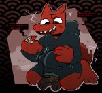  anthro canid canine cult_of_the_lamb demon dominant duo entrapment fox fox_(cult_of_the_lamb) fur male male/male mammal murid murine orange_body orange_fur rat ratau_(cult_of_the_lamb) rodent size_difference trapped_in_clothing whateverworkswing 
