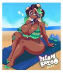  &lt;3 beach big_breasts bikini breasts cephalopod cleavage clothed clothing dreamkazoo female headphones hi_res huge_breasts humanoid marina_(splatoon) marine mollusk nintendo not_furry octarian octoling pseudo_hair pupils seaside sitting solo splatoon swimwear tentacle_hair tentacles unusual_pupils 