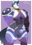  abs android anthro ball_bulge big_pecs blue_body blue_fur bodysuit breke bulge canid canine canis clothing fur hi_res lifewonders machine male mammal muscular muscular_male pecs robot self_grope skinsuit smile smirk solo takezamurai thick_thighs tight_clothing tokyo_afterschool_summoners white_body white_fur wolf 
