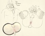  2023 absurd_res anthro anus asgore_dreemurr balls bovid bovine butt clothing english_text erection feet genitals hi_res male mammal mature_male overweight overweight_male penis sato_afroleone shirt solo text topwear undertale_(series) 