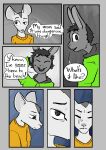  2023 absurd_res anthro beauchamp_(halcyon) clothed clothing comic dialogue digital_media_(artwork) duo english_text fur greyscale hair halcyon_(series) herba_(halcyon) hi_res lagomorph leporid lost_andsafe male mammal monochrome mouse murid murine rabbit rodent simple_background smile text 