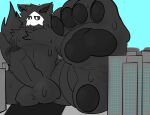  anthro balls big_balls changed_(video_game) city erection foot_fetish foreskin genitals hi_res macro male paws penis puro_(changed) solo solo_focus thiccturtles 