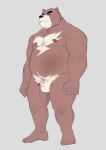  2023 anthro bear belly erection eyes_closed genitals hi_res kemono male mammal moobs musclegut nipples overweight overweight_male penis simple_background small_penis solo ujishiyo 