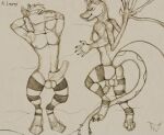  anthro balls canid canine canis clothing duo equid equine erection fellowwolf genitals horse hybrid jackal leggings legwear looking_at_viewer male male/male mammal penis raised_tail smile smirk tail 