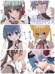  2boys 4girls aizawa_sakuya ayasaki_hayate claw_pose finger_counting finger_to_mouth hayate_no_gotoku! heart heart_hands highres maid multiple_boys multiple_girls reiya52 salute sanzen&#039;in_nagi shushing suirenji_ruka 