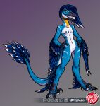  anthro breasts dinosaur dromaeosaurid feathered_dinosaur feathers genitals hi_res microraptor nipples non-mammal_breasts nude predaguy pussy reptile scalie solo theropod 