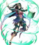  1girl adapted_costume alternate_costume black_hair breasts bridal_gauntlets cozy fairy_wings fire_emblem fire_emblem_fates fire_emblem_heroes full_body gold_trim gradient_clothes hair_ornament highres long_hair long_sleeves medium_breasts non-web_source official_art pants plant purple_eyes rhajat_(fire_emblem) sandals short_twintails solo thorns toeless_footwear toes transparent_background twintails vines wings 