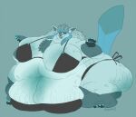  anthro belly belly_rolls big_belly big_breasts big_tail bikini blue_body breasts cankles clothing deep_navel eeveelution fat_arms fat_legs female fur generation_4_pokemon glaceon hair haradoshin huge_breasts huge_thighs hyper hyper_belly immobile larger_female lips love_handles messy_hair morbidly_obese navel nintendo obese obese_anthro obese_female overweight overweight_anthro overweight_female pokemon pokemon_(species) pudgy_belly simple_background size_difference smile solo stretch_marks swimwear swollen_belly tail thick_calves thick_thighs tight_clothing wide_hips 