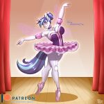  1:1 absurd_res anthro anthrofied ballerina ballet big_breasts blush breasts bulge cleavage clothed clothing crossgender dancing detailed_bulge dress english_text equid equine friendship_is_magic gynomorph gynomorph_anthro hasbro hi_res horn horse insect_wings intersex intersex_anthro lepidopteran_wings male_(lore) mammal mtg_crossgender mti_crossgender my_little_pony pony shining_armor_(mlp) solo tatemil text underwear unicorn wings 