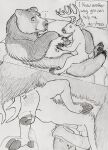  anatomically_correct anatomically_correct_genitalia anatomically_correct_penis animal_genitalia animal_penis anthro anthro_on_feral antlers balls bear bestiality big_balls big_penis blush brown_bear cervine cervine_genitalia cervine_penis comic deer doggystyle duo feral from_behind_position frottage furniture genitals grizzly_bear hair hgythshs hi_res horn kuruk_(character) male male/male mammal mane mane_hair pawpads paws penis petting roommate sex sheath size_difference sketch sofa text traditional_media_(artwork) ursine ursine_penis 