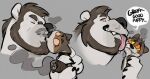  anthro bear brown_body brown_fur cigarette domestic_ferret duo fur haps hypnosis male male/male mammal mind_control mustelid musteline polar_bear shotgunning size_difference smoke smoking tcw_(character) tralalabara_(character) true_musteline ursine weasel 