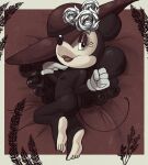  absurd_res anthro black_body blue_eyes brown_body butt clothing disney feet female flat_chested hat headgear headwear hi_res looking_at_viewer mammal minnie_mouse mouse murid murine nipples nude rodent sin-buttons_(artist) solo 